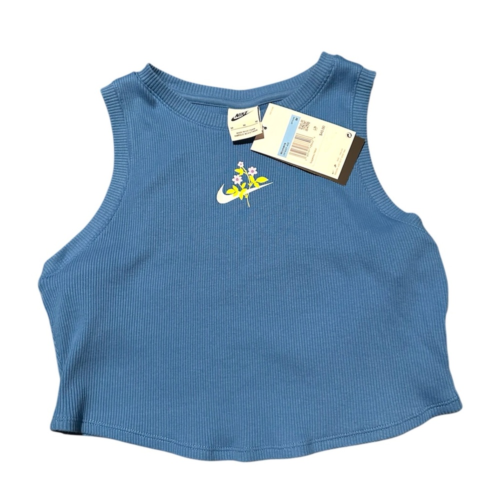 Nike Blue Ribbed Crop Top